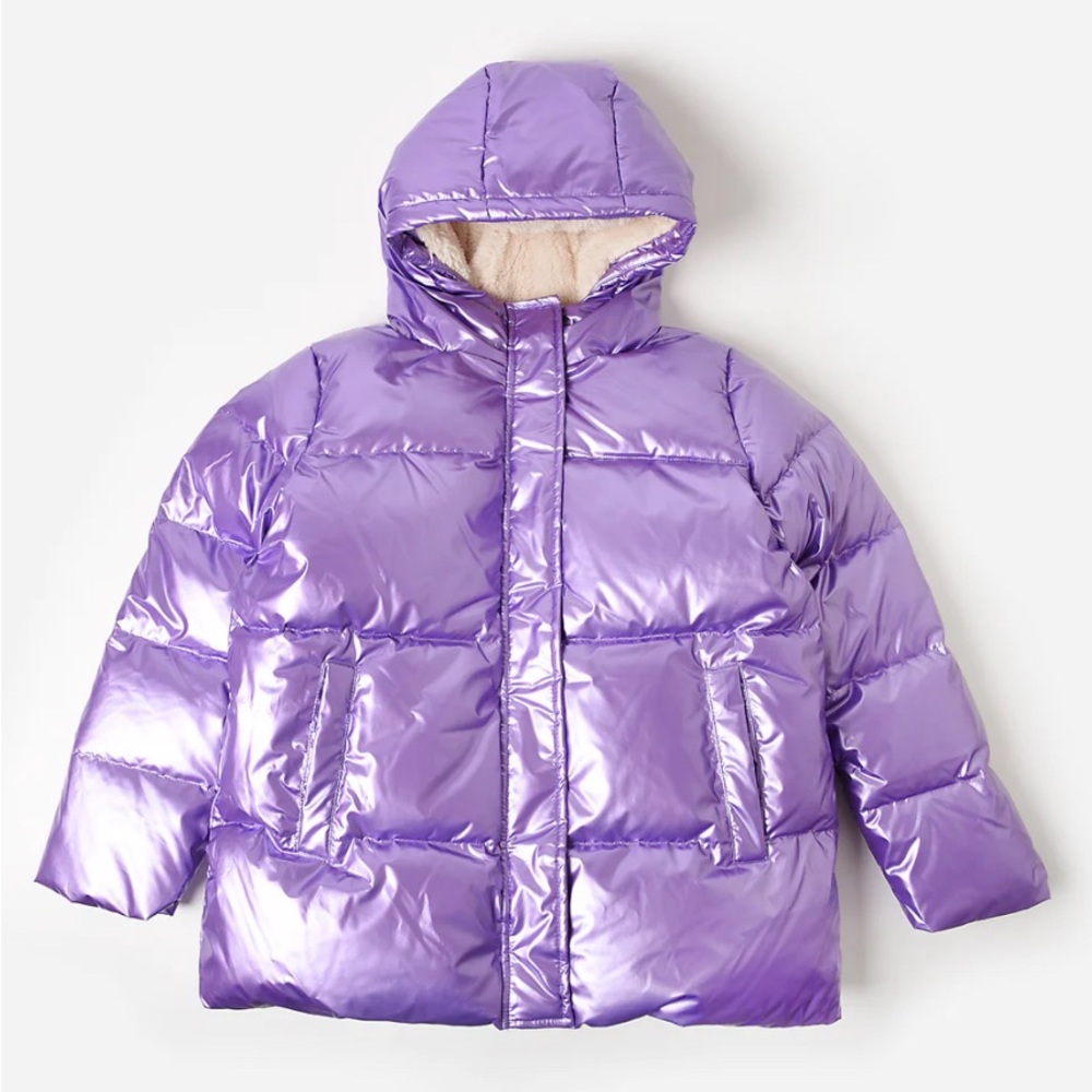 Pink Chicken Pete purple Metallic Puffer Duck Down Coat 5
